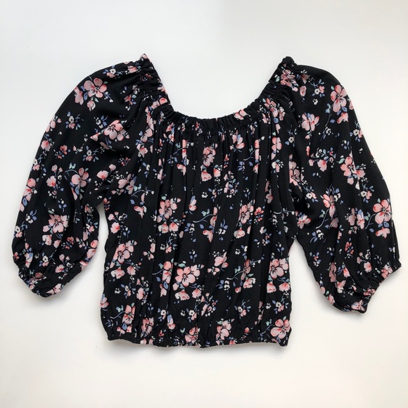 Forever 21 NWOT Floral Cropped Blouse Off the Shoulder - Picture 10 of 10